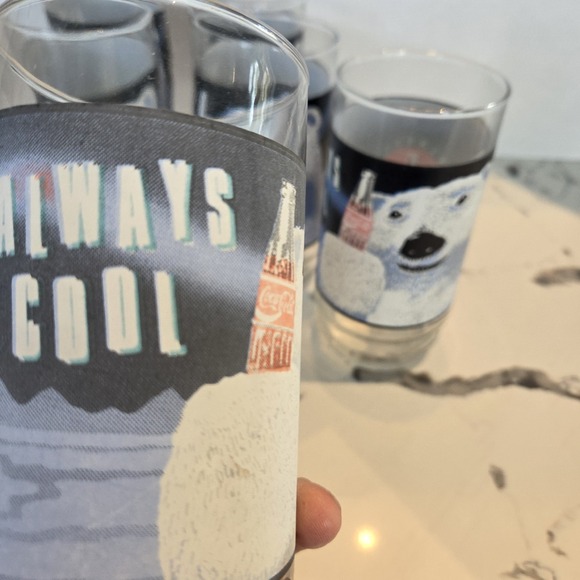 Set of 6 1992 COKE Coca Cola Polar Bear Glasses 16 oz Always Cool Vintage - Picture 5 of 16